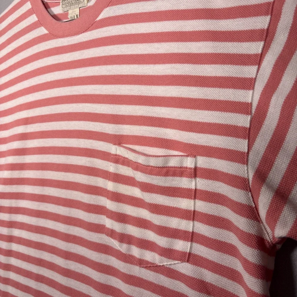 Vintage 80s Banana Republic Pocket T-Shirt Large (Fits XL) Pique Striped Blank